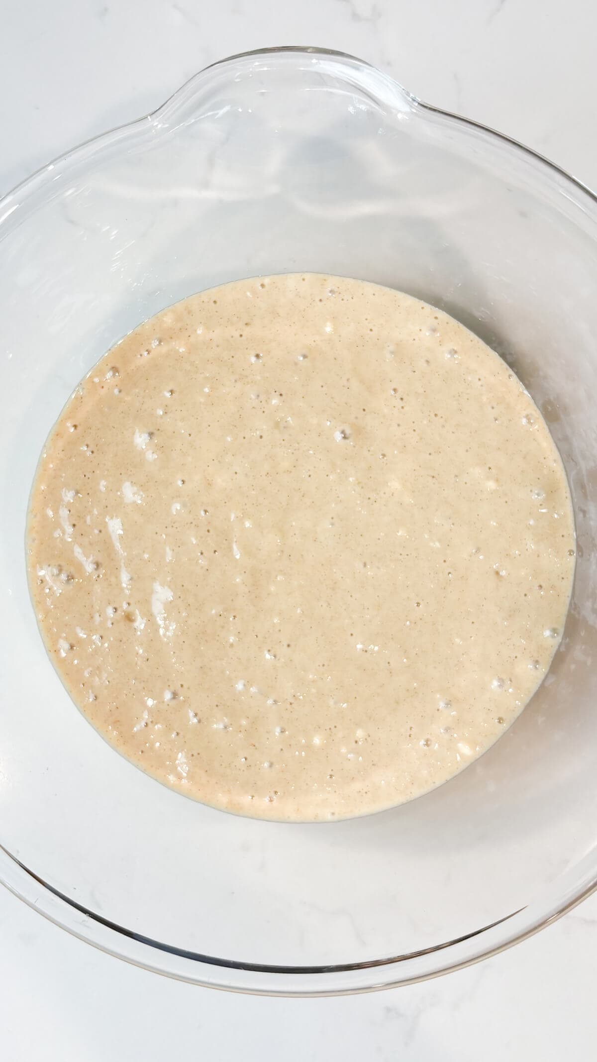 Mixed batter in a bowl.