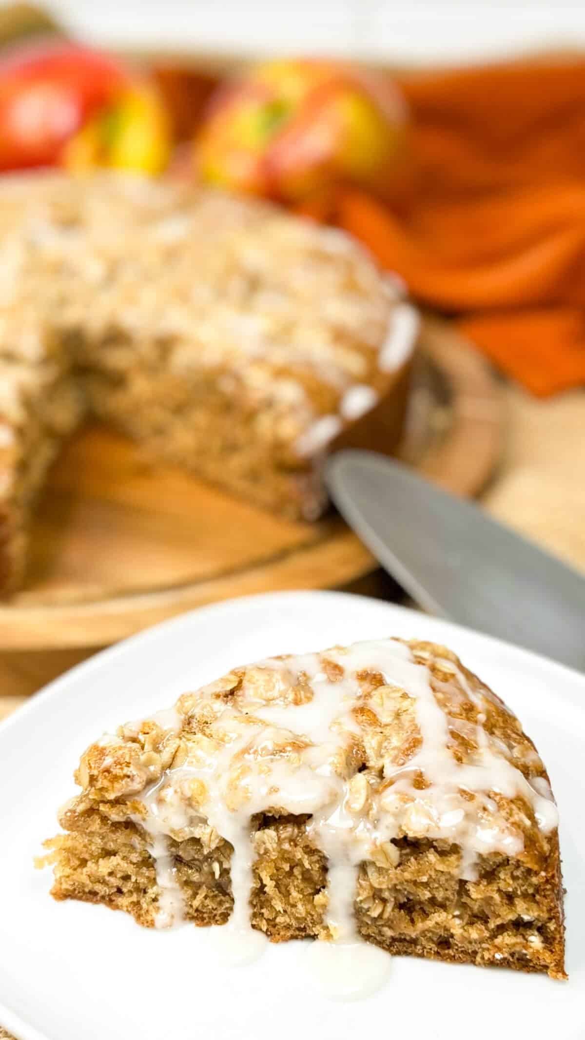 With glaze poured on top of a slice.