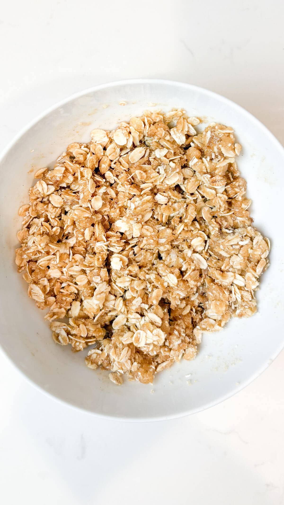 Crumble topping mixed in a bowl.