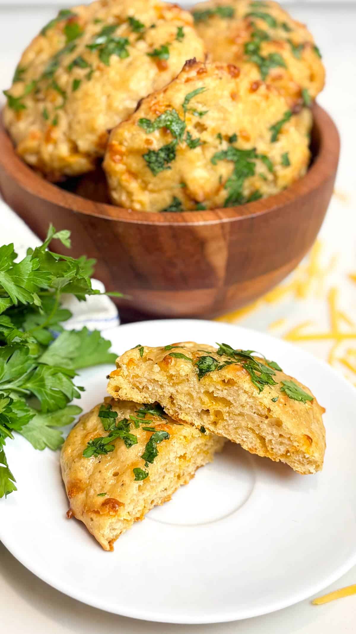 A biscuit cut in half.