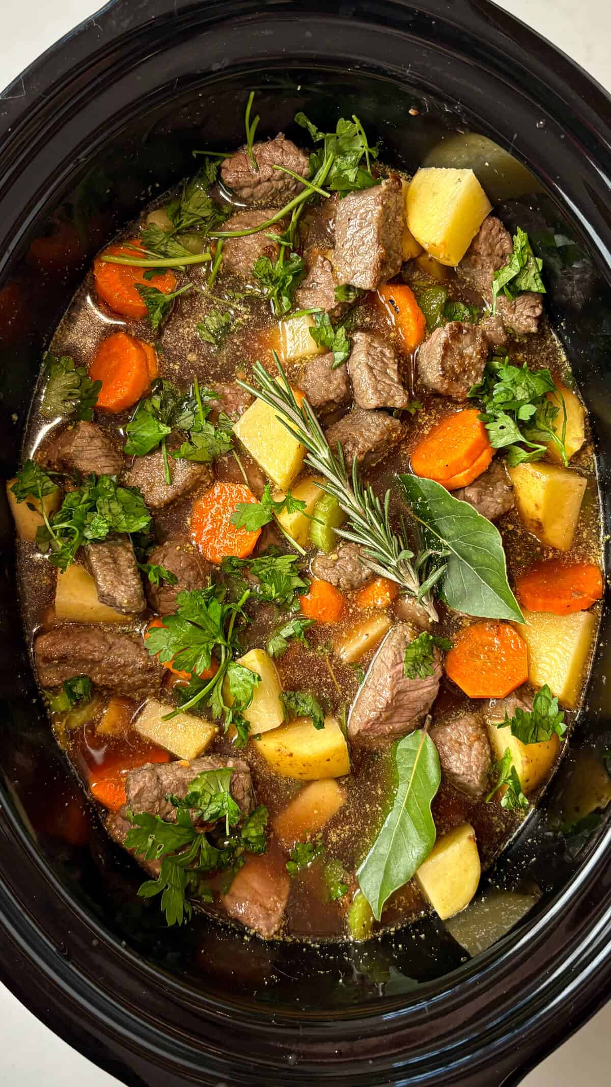 All ingredients added to the crockpot.