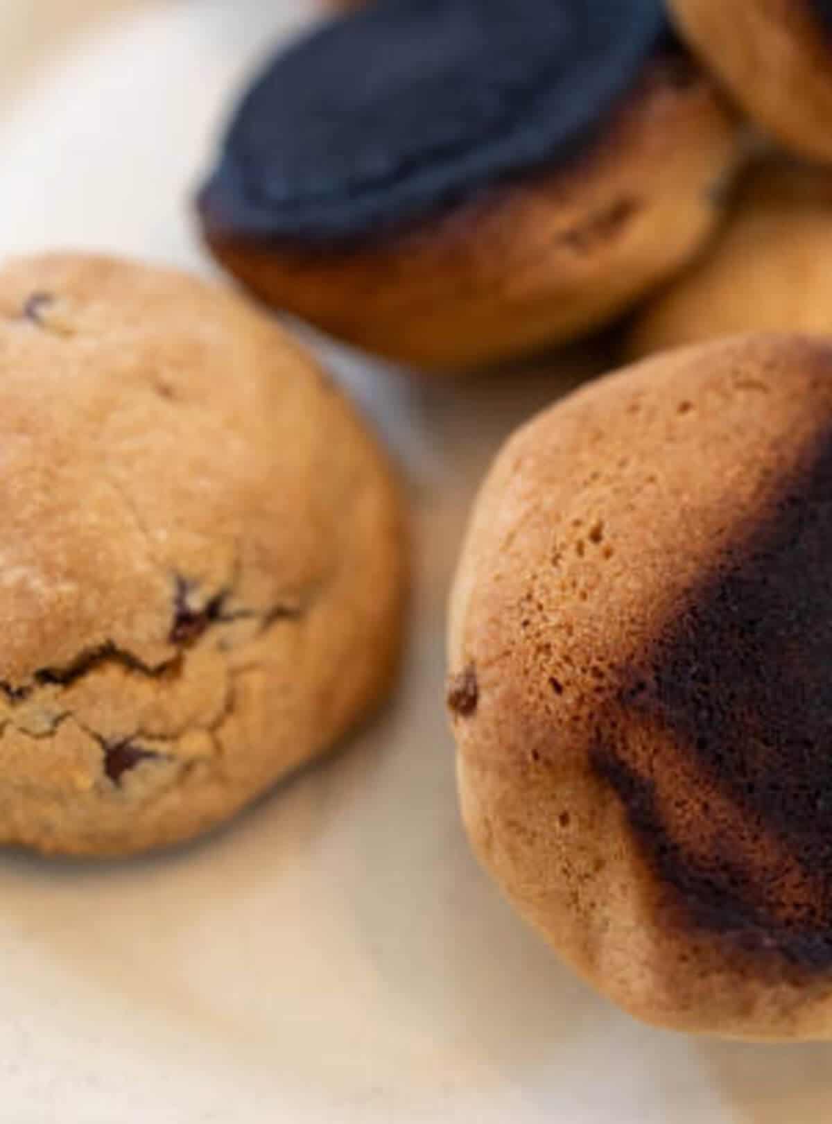 Cookies burnt on bottom.