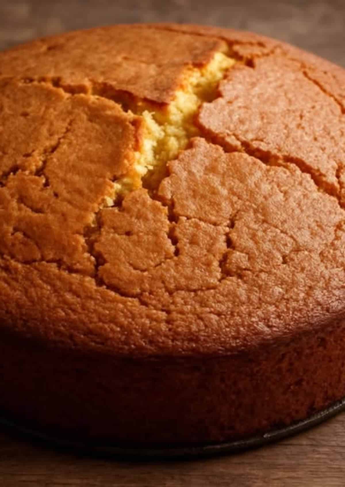 Cake cracked on top.