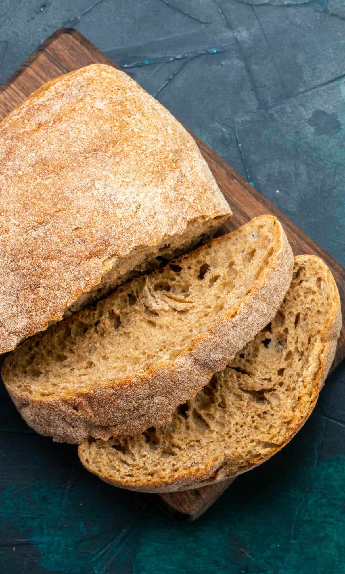 Bread that didn't rise very much.