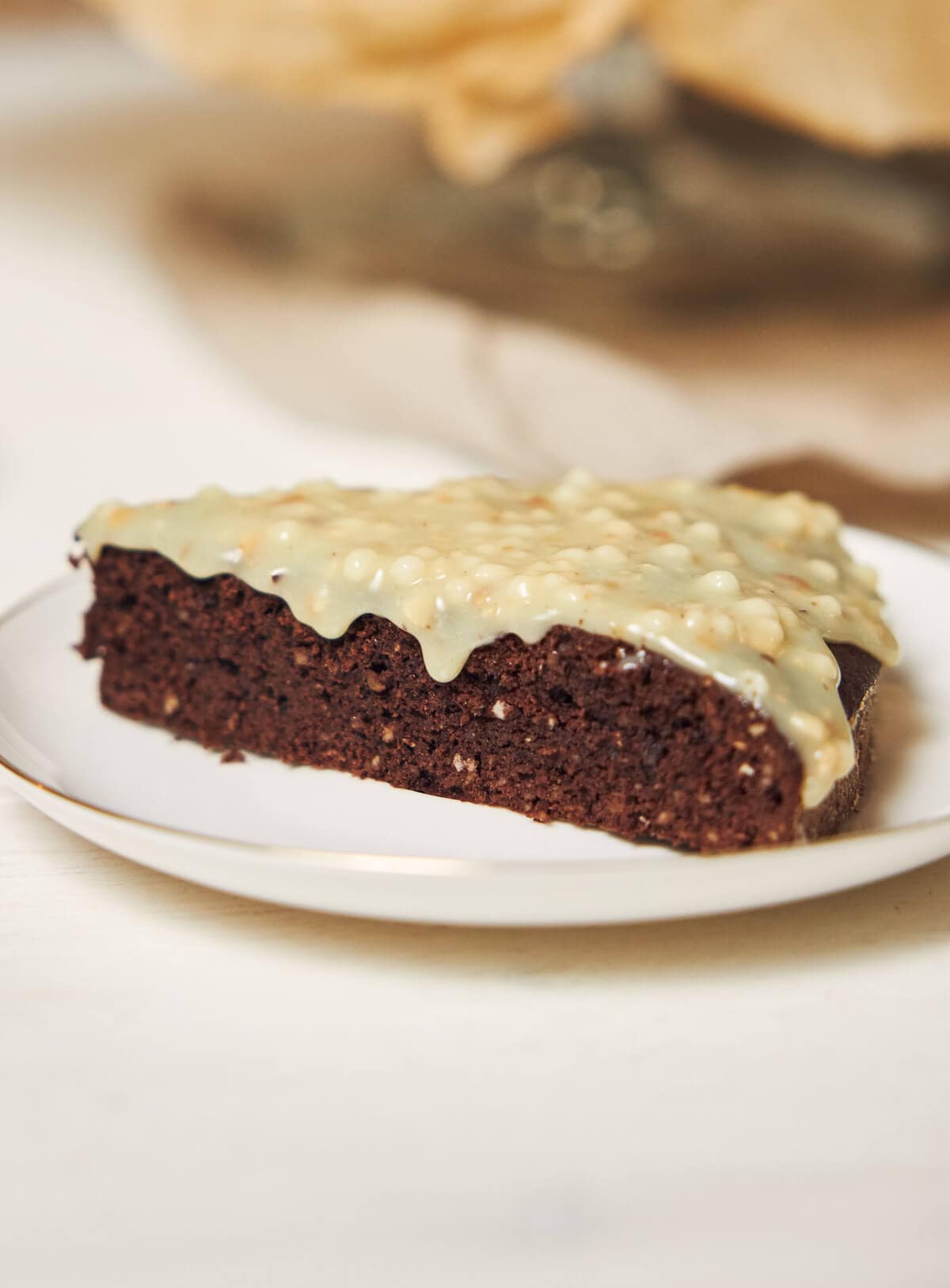 Grainy cake frosting.