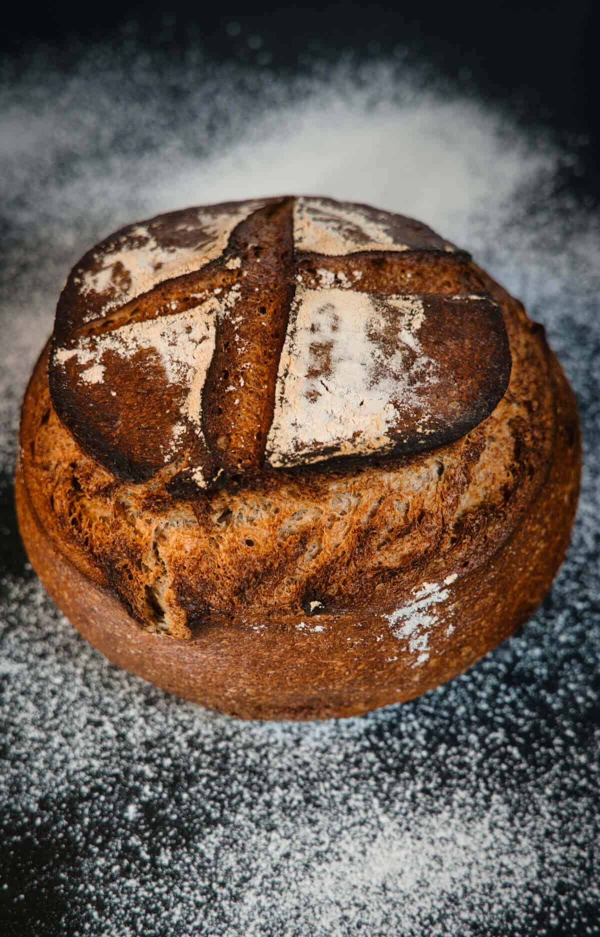 Bread crust too dark.