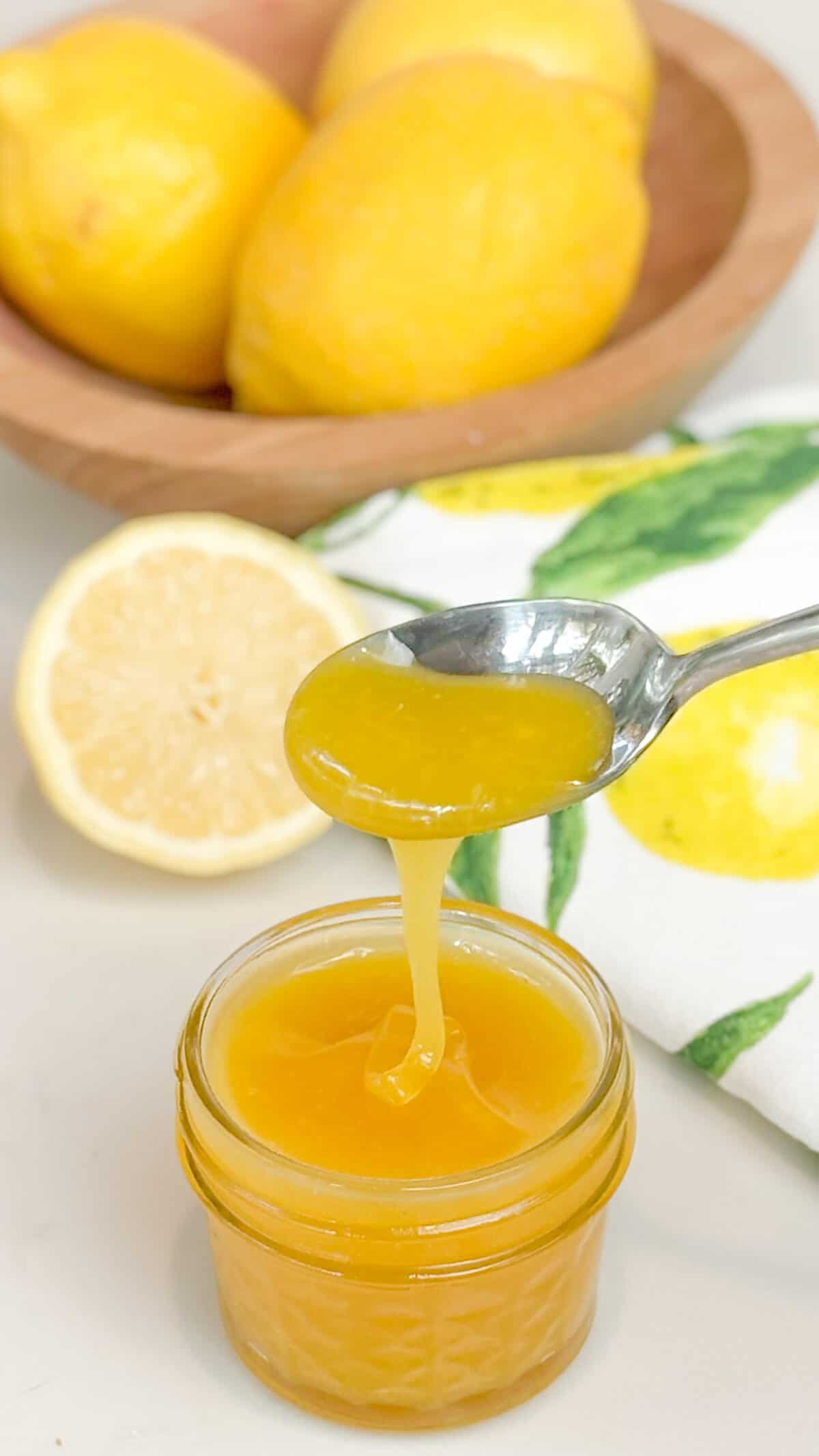Spooning up some lemon curd.