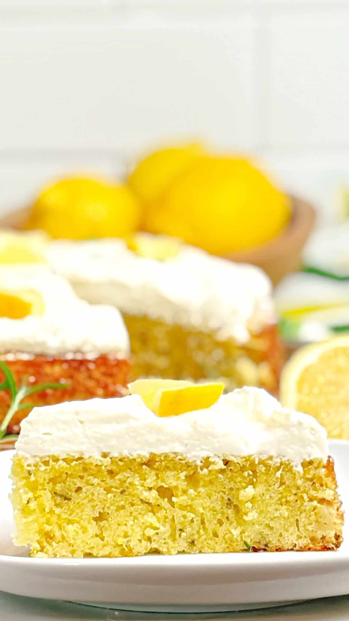 Slice of cake on a plate.