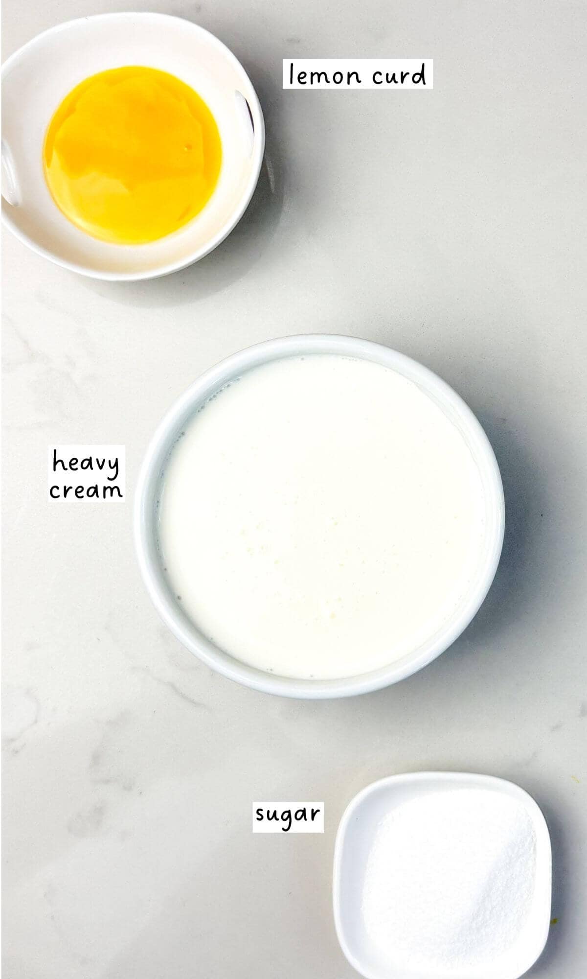 Whipped cream topping ingredients.
