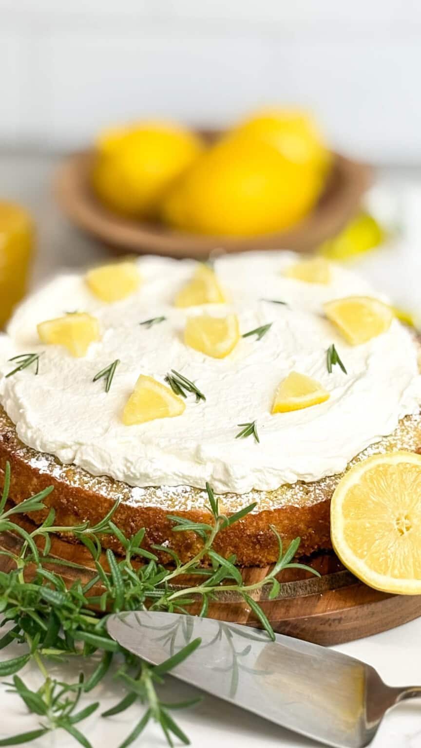 Lemon Rosemary Olive Oil Cake with Lemon Curd Whipped Cream - Maplewood ...