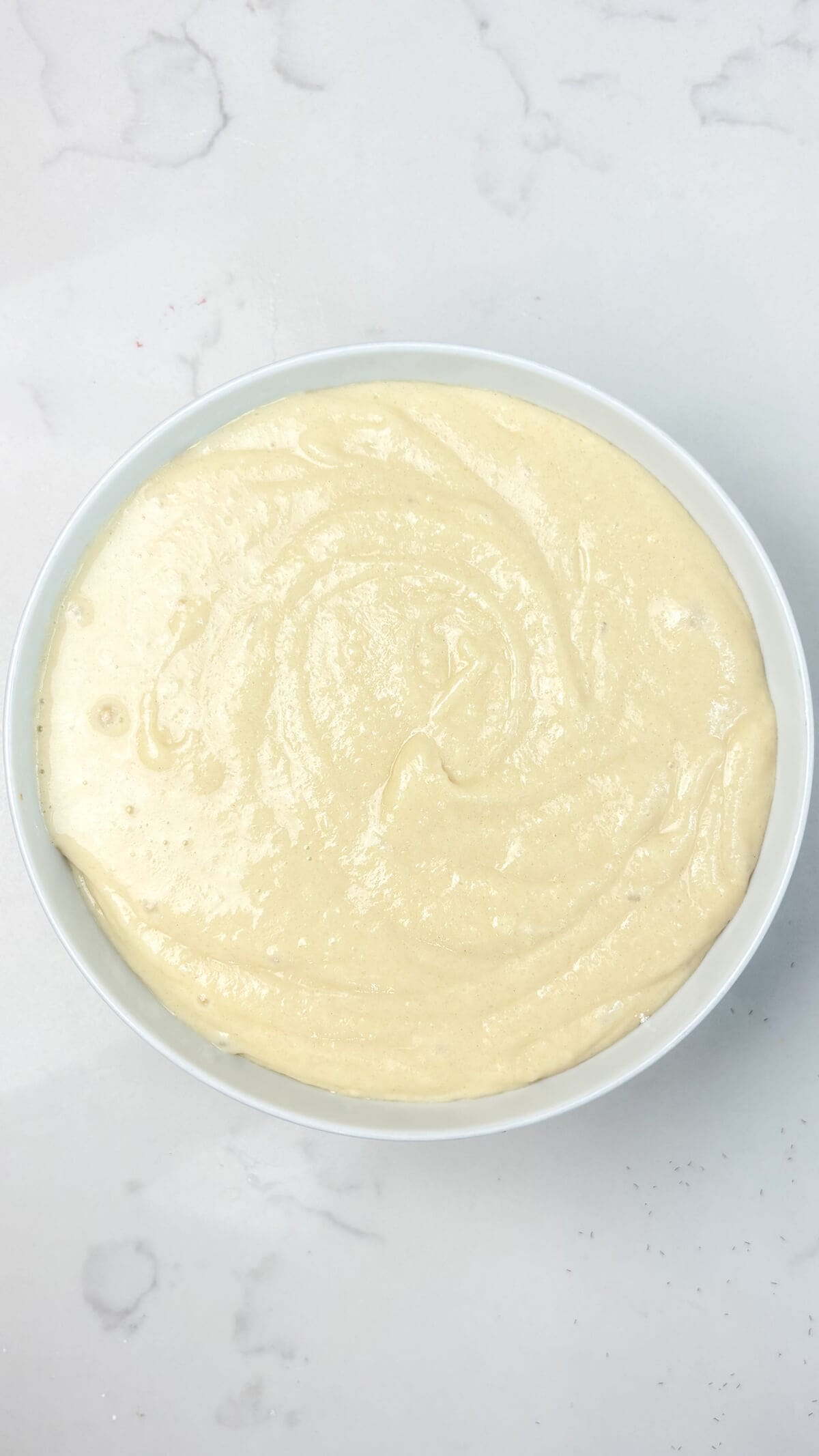 Mixed batter in a bowl.